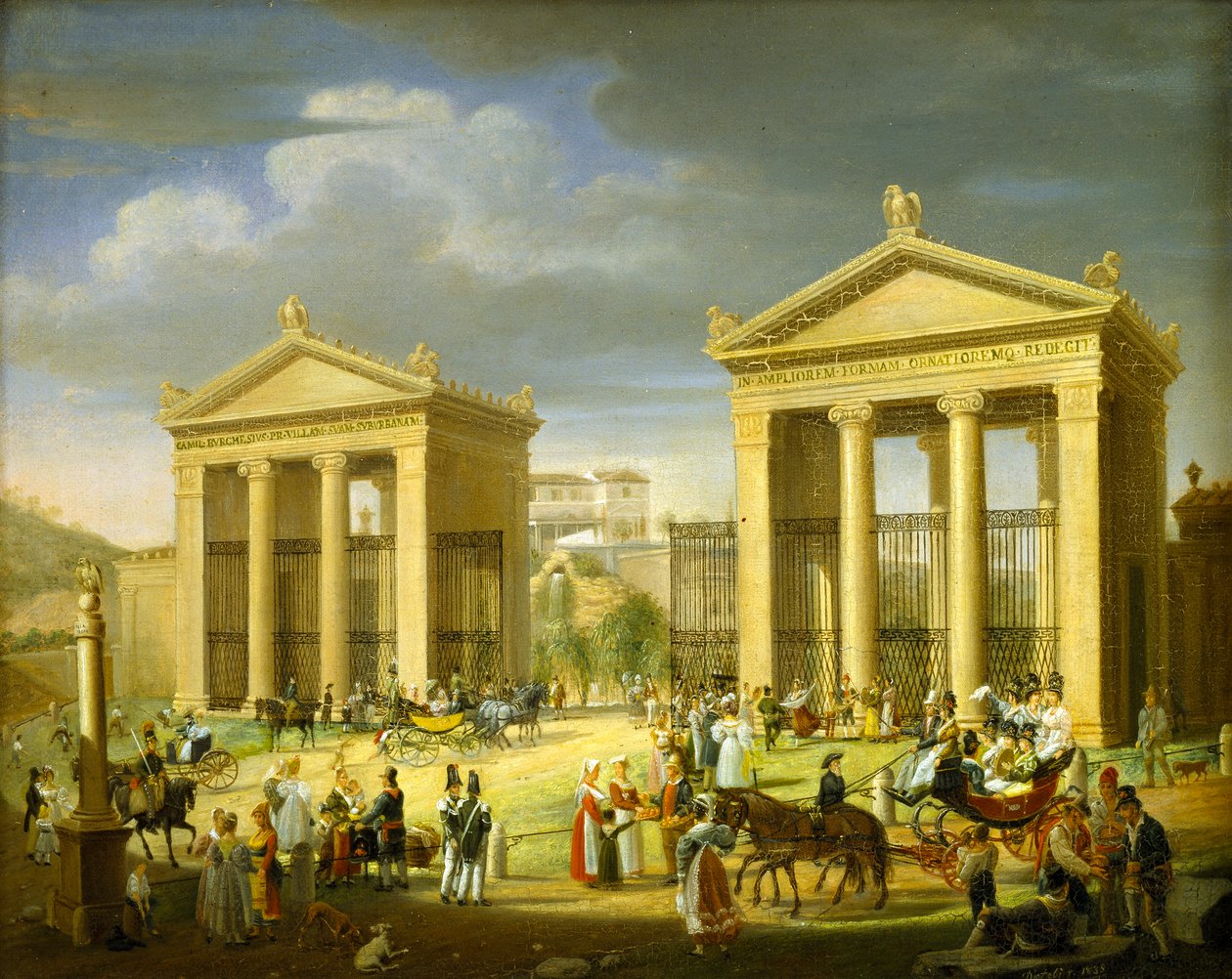 Přístup k vile Borghese, Řím, 1838. od Francesco Diofebi