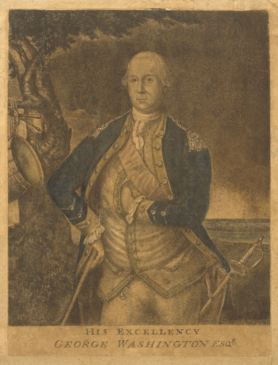 Jeho Excelence, George Washington Esqr., c. 1776 (mezzotinta) od Francesco Fergola