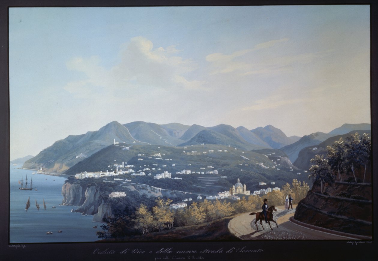 Vico Equense a nová cesta do Sorrenta (tempera) od Francesco Fergola