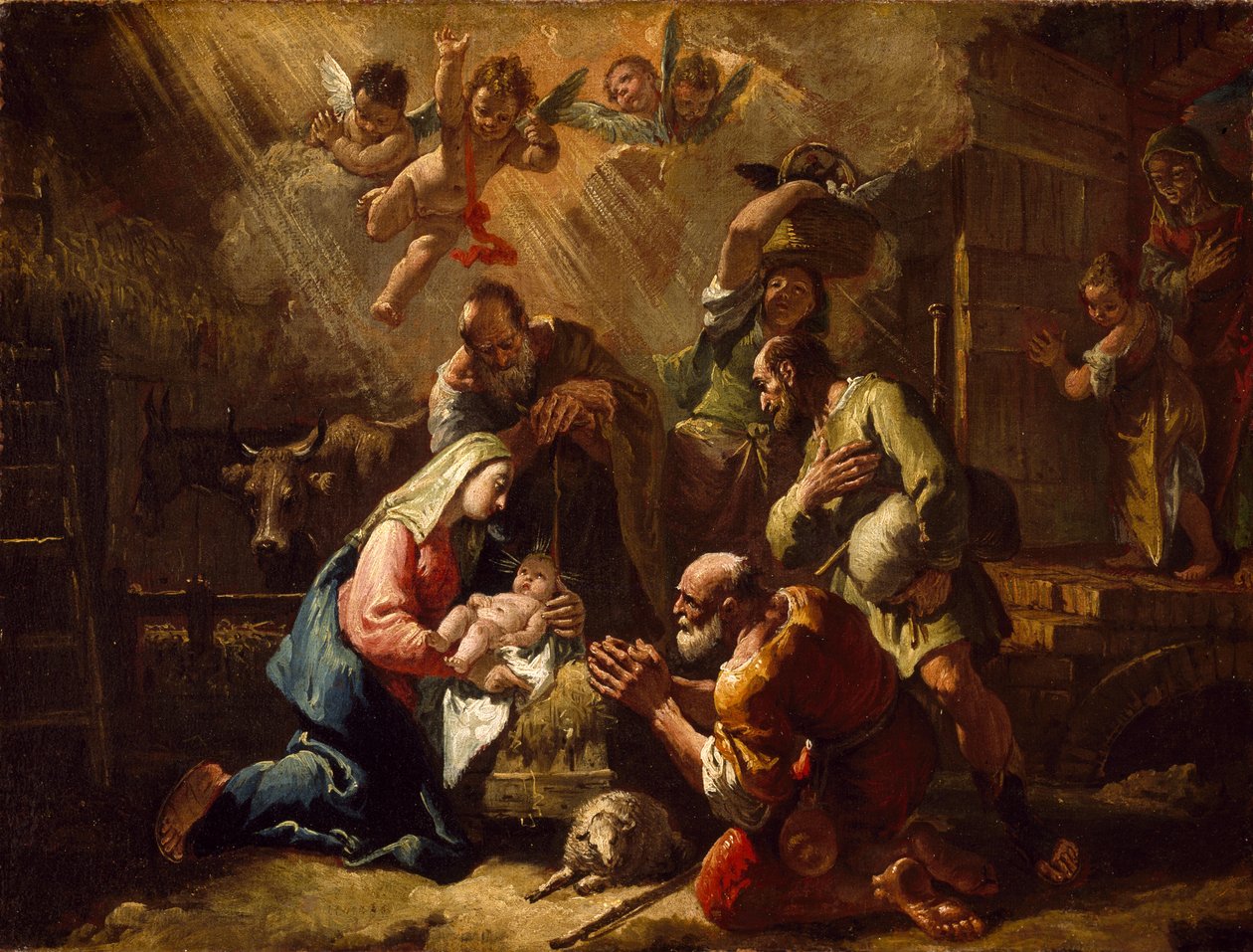 Klanění pastýřů, polovina 18. století od Francesco Fontebasso