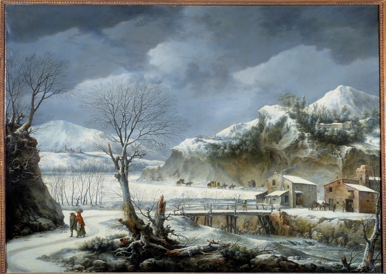 Zimní krajinomalba od Francesca Foschiho (zemřel 1805) 18. století Lille, Muzeum výtvarných umění od Francesco Foschi
