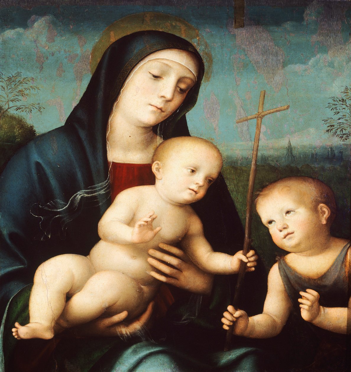 Madona s dítětem a svatý Jan Křtitel, Francesco Francia (1450-1517) od Francesco Francia
