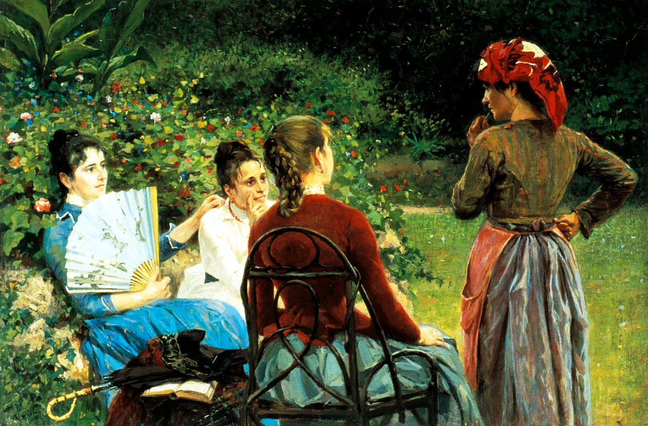 Fernanda Gioli a její přátelé Francesco Gioli (1846-1922), olej na plátně, 45x68 cm od Francesco Gioli