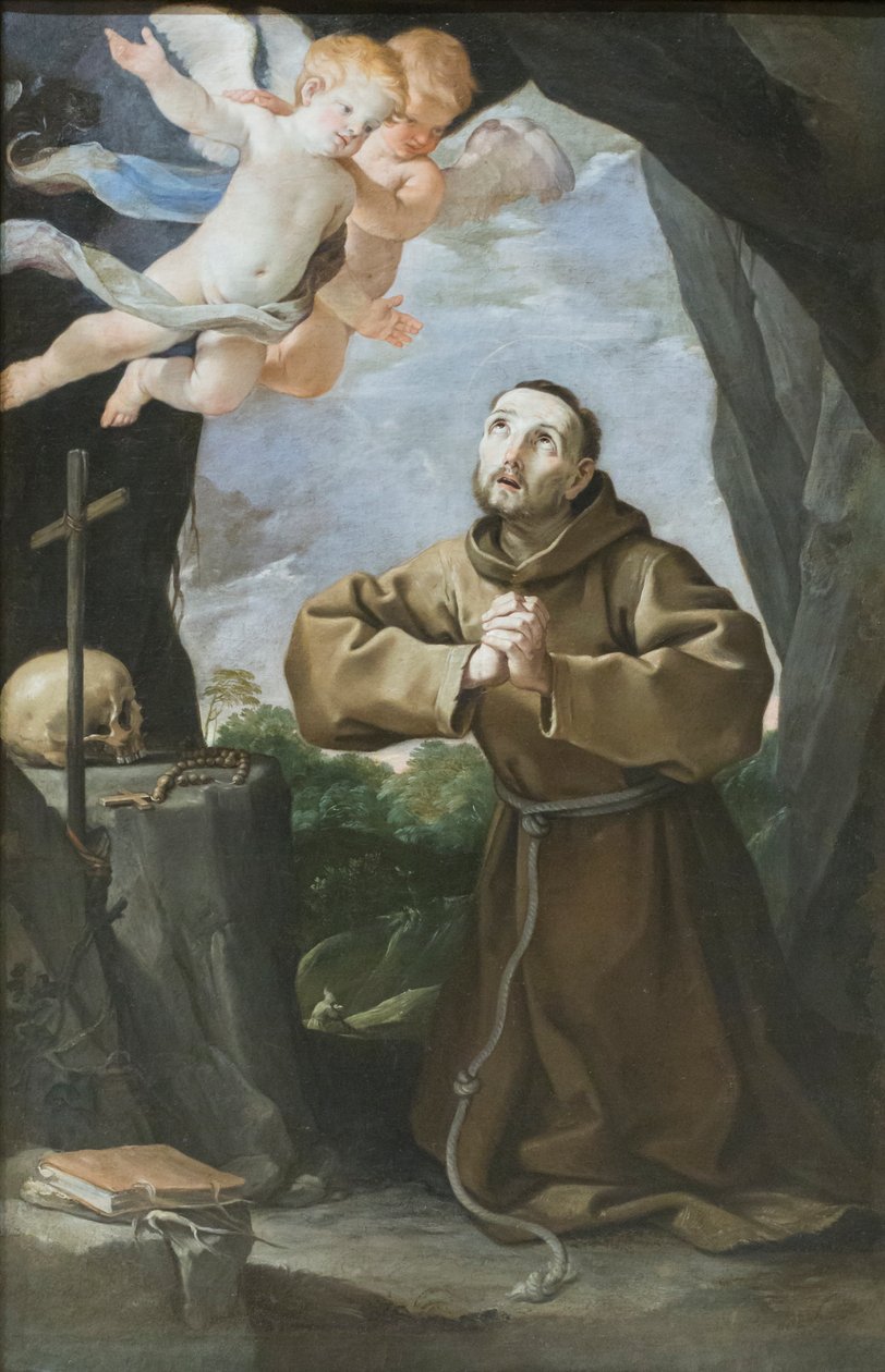 Svatý František se klaní kříži, asi 1630-40 (olej na plátně) od Francesco Giovanni Gessi