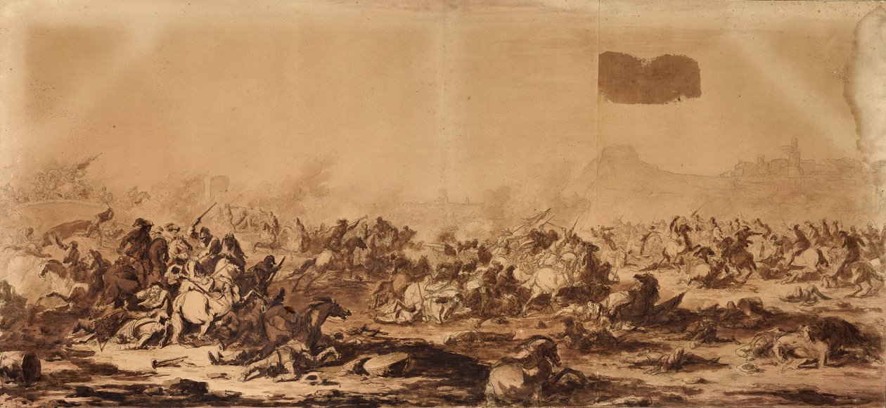 Bojová scéna (nákres) od Francesco Giuseppe Casanova