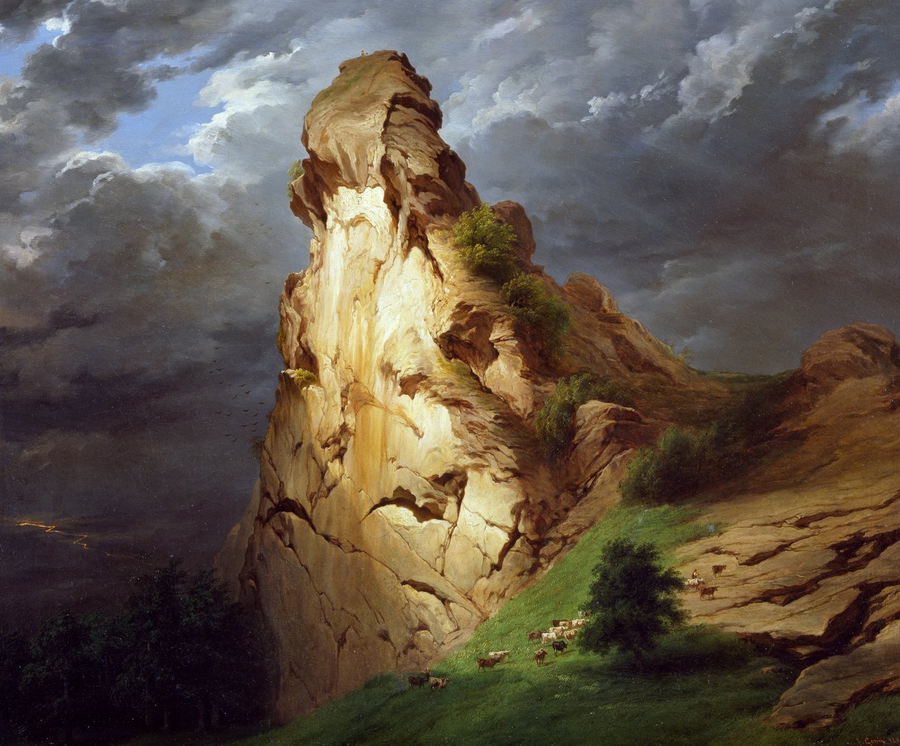 Pevnost Sepay u Viggiu, Francesco Gonin (1808-1889), olej na plátně, 81x100 cm od Francesco Gonin