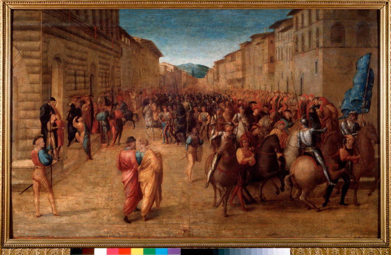 Francouzský král Karel VIII vstoupil do Florencie v listopadu 1494 (malba od Francesco Granacci