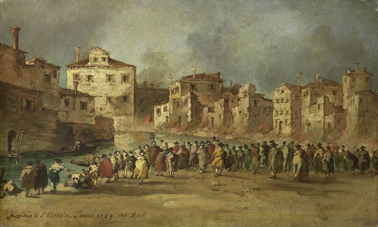 Požár ve čtvrti San Marcuola v Benátkách, 28. listopadu 1789 od Francesco Guardi (copy after)