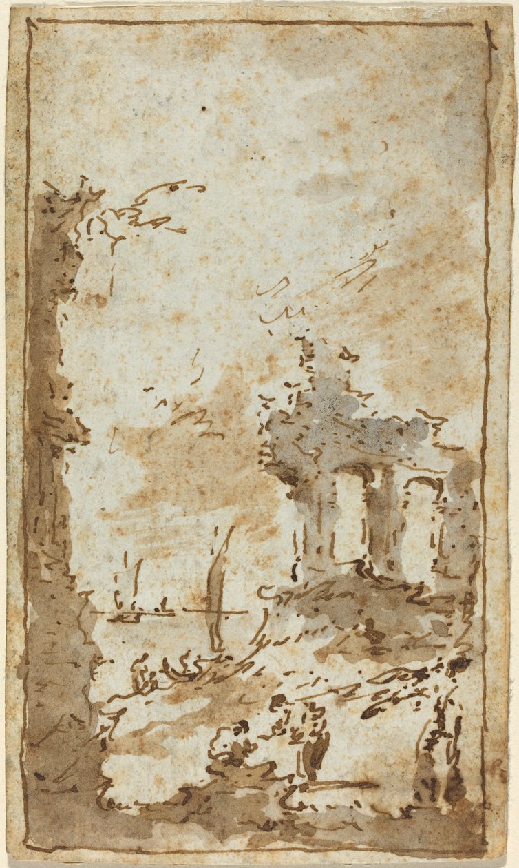 Capriccio z ruin u laguny od Francesco Guardi