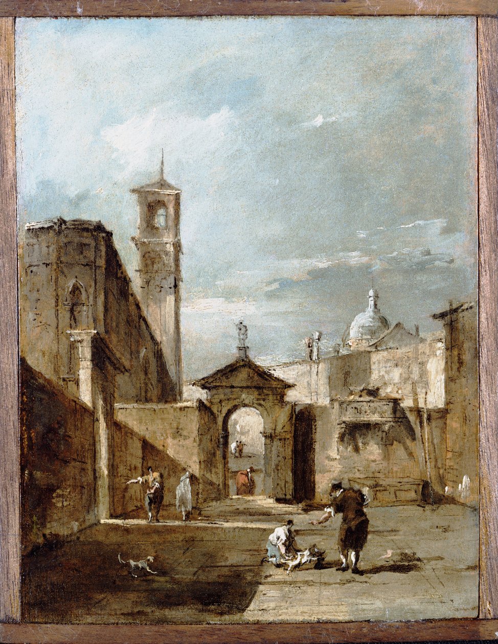 Capriccio z benátského Campa s kostelem za ním od Francesco Guardi