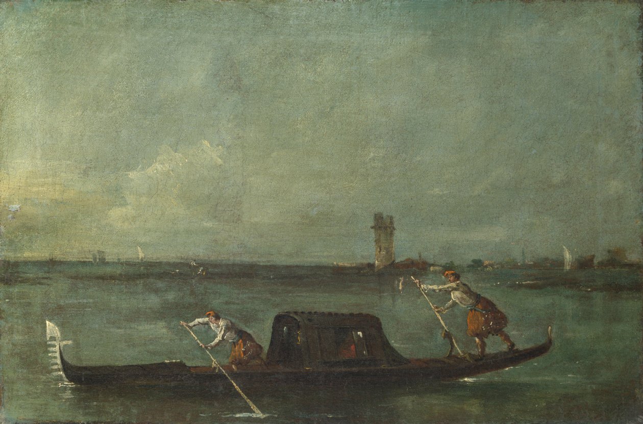 Gondola na laguně poblíž Mestre, po roce 1780 od Francesco Guardi