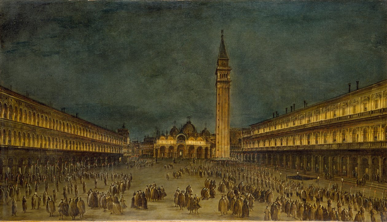 Noční procesí na náměstí Piazza San Marco, c1755 od Francesco Guardi