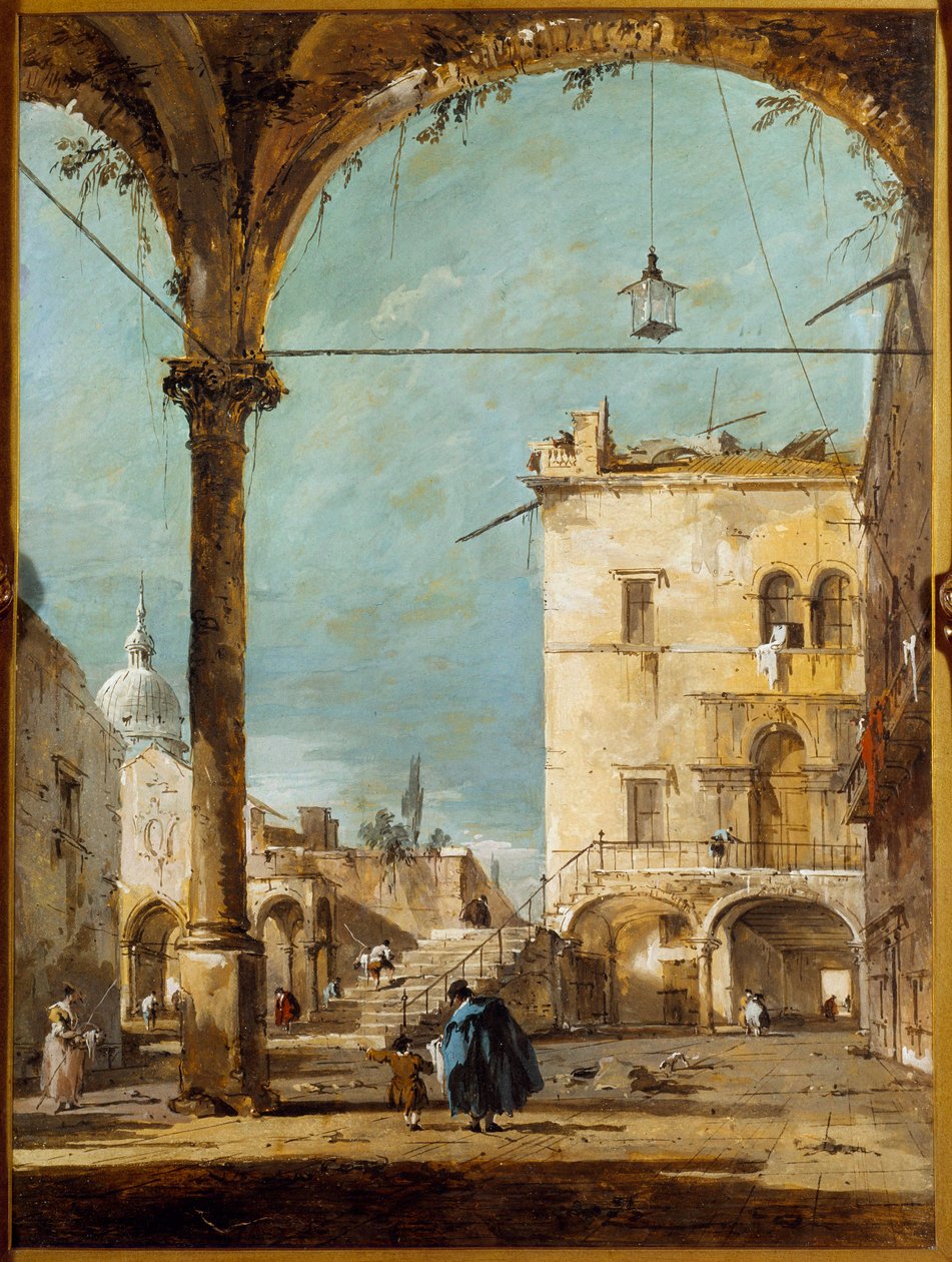 Portikus v Benátkách Malba Francesca Guardiho (1712-1793) Paříž 18. století, Musee Jacquemart Andre od Francesco Guardi