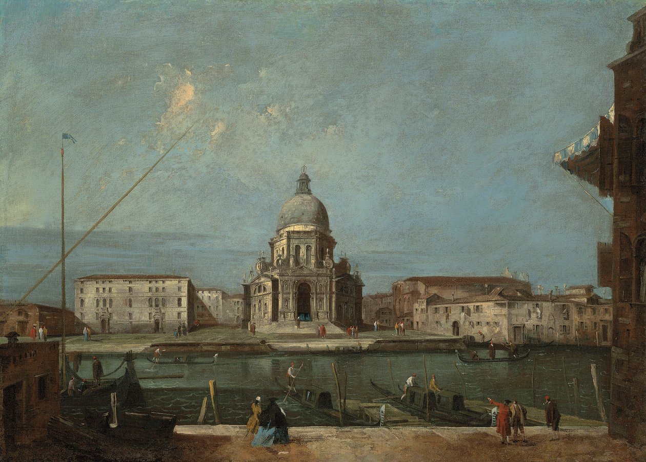 Pohled na Velký kanál v Benátkách s kostelem Santa Maria della Salute od Francesco Guardi