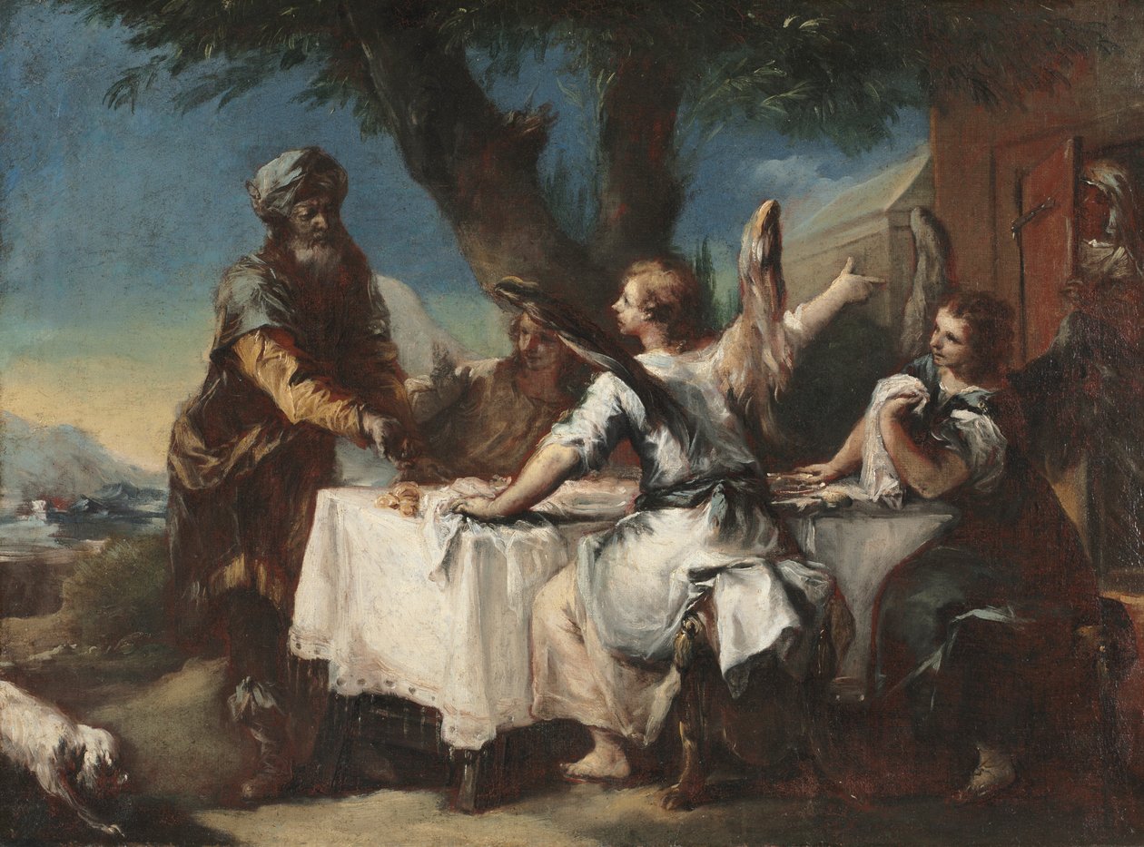 Abraham vítá tři anděly, 50. léta 18. století. od Francesco Guardi