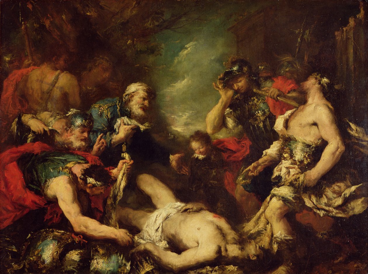 Alexandr Veliký před mrtvolou Dareia III., 330 př. n. l., 18. století od Francesco Guardi
