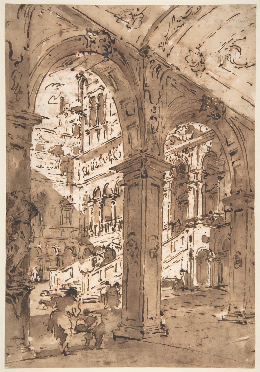 Architektonické capriccio: Nádvoří paláce od Francesco Guardi