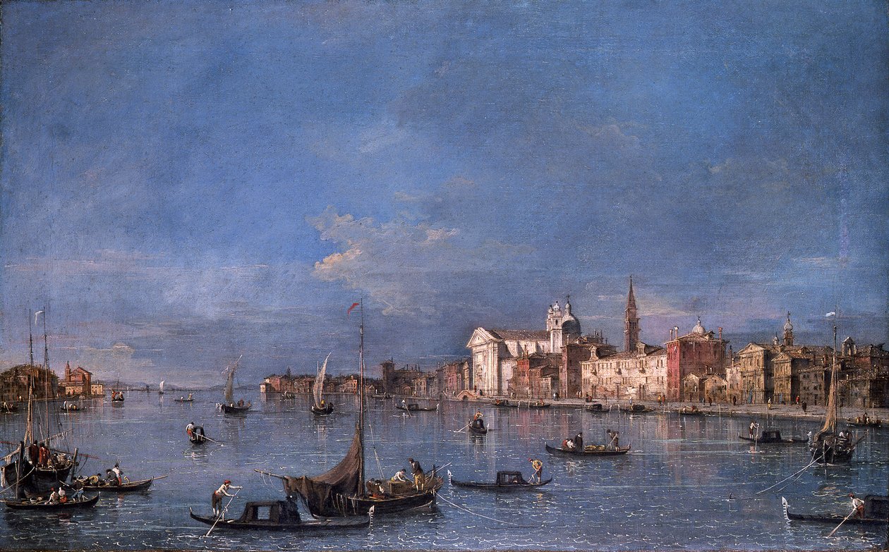 Pohled na kanál Giudecca k severozápadu se Zattere od Francesco Guardi