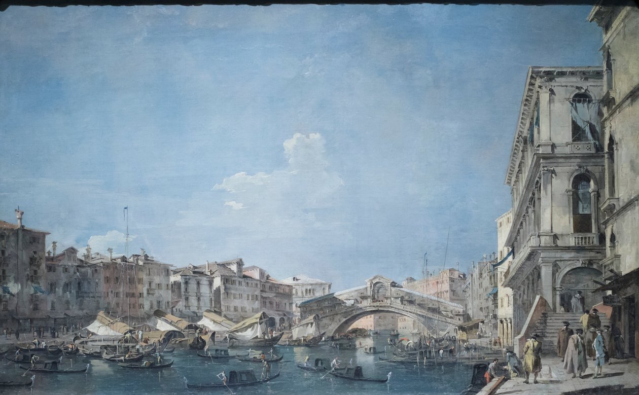 Canal grande u mostu Rialto, asi 1780-90 (olej na plátně) od Francesco Guardi