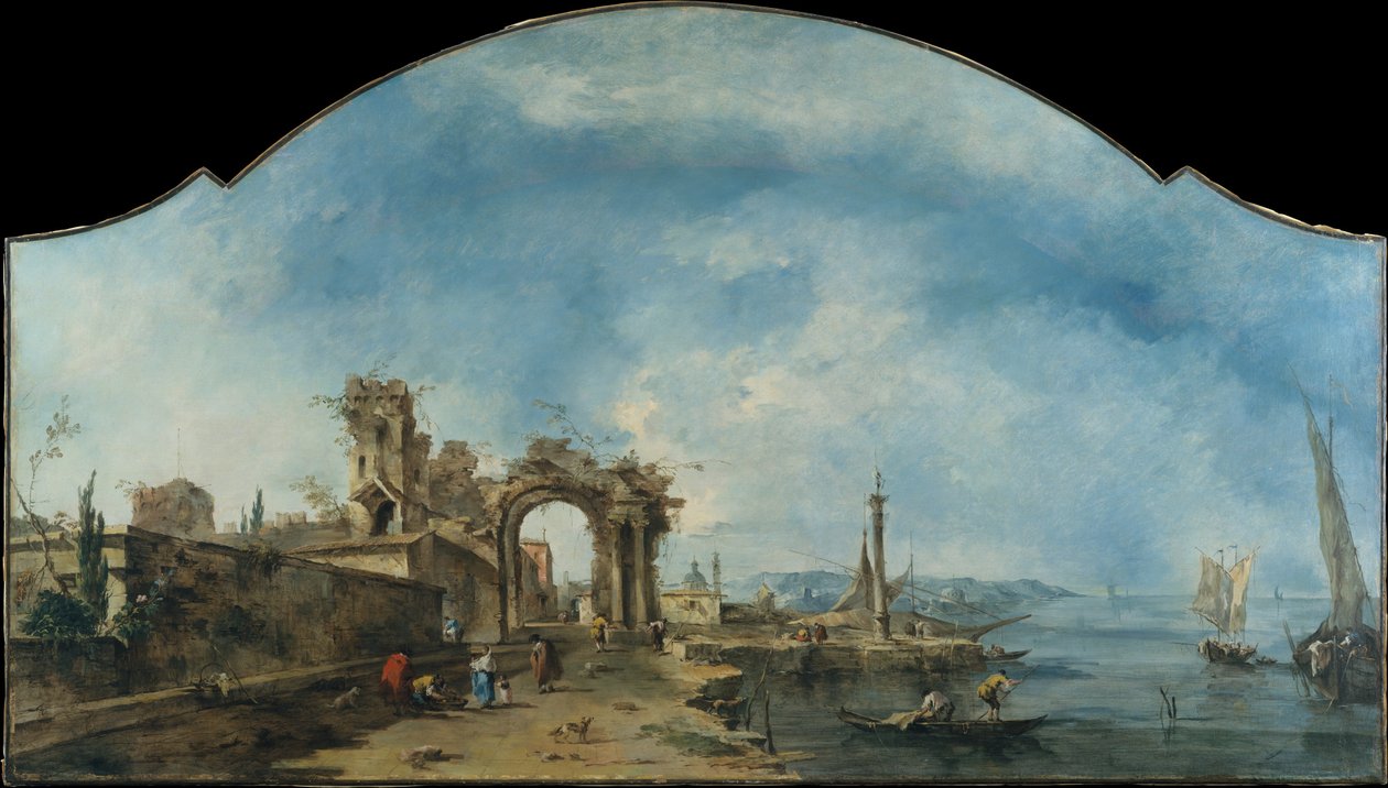 Fantastická krajina, cca 1765 (olej na plátně) od Francesco Guardi