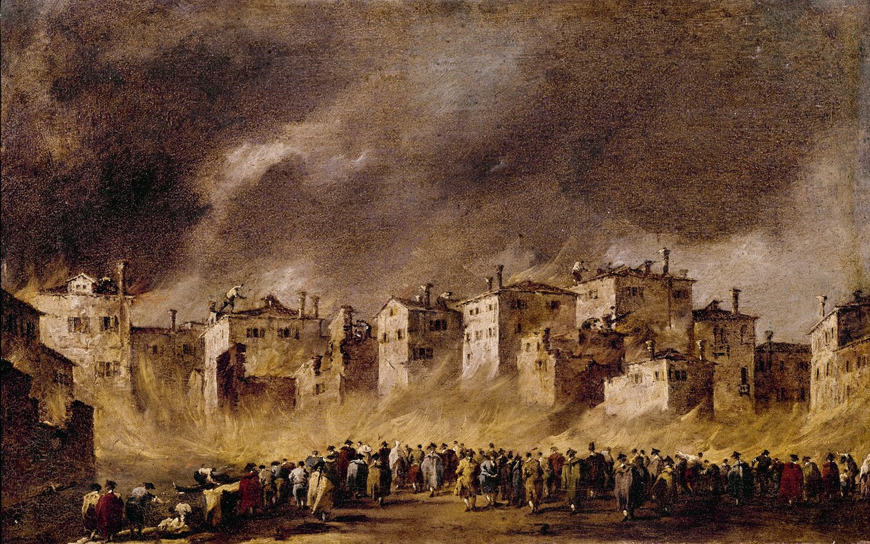 Požár v ropném skladu v San Marcuola, 1790 od Francesco Guardi
