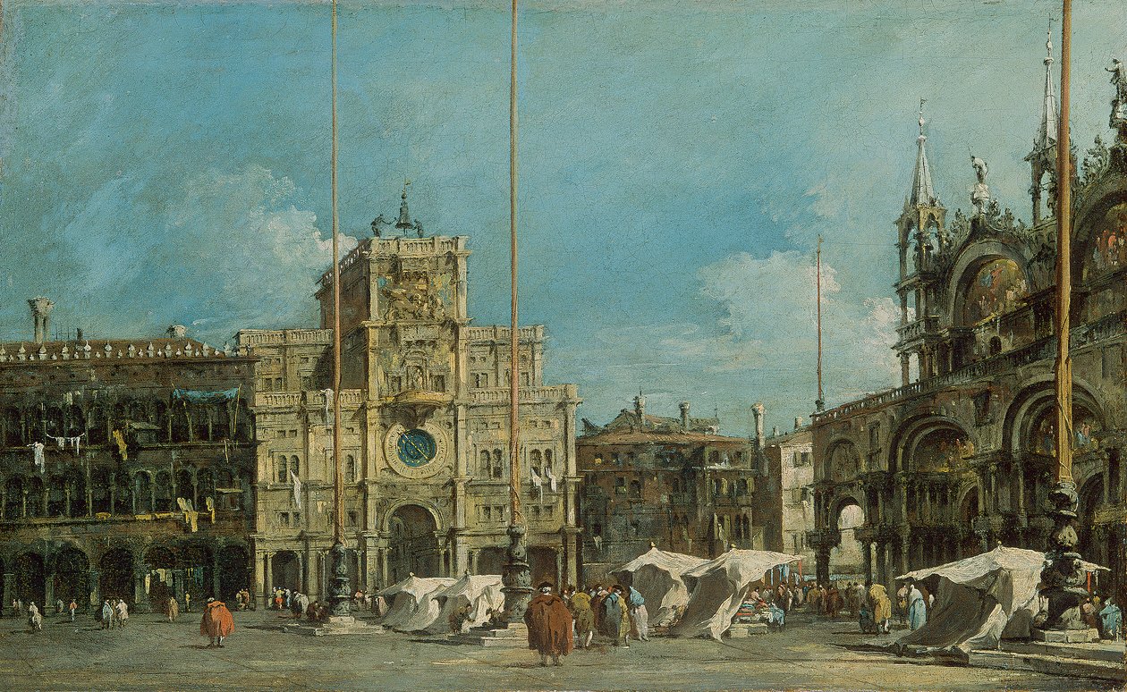 Německy: Der Uhrturm am Markusplatz Hodinová věž na náměstí sv. Marka od Francesco Guardi