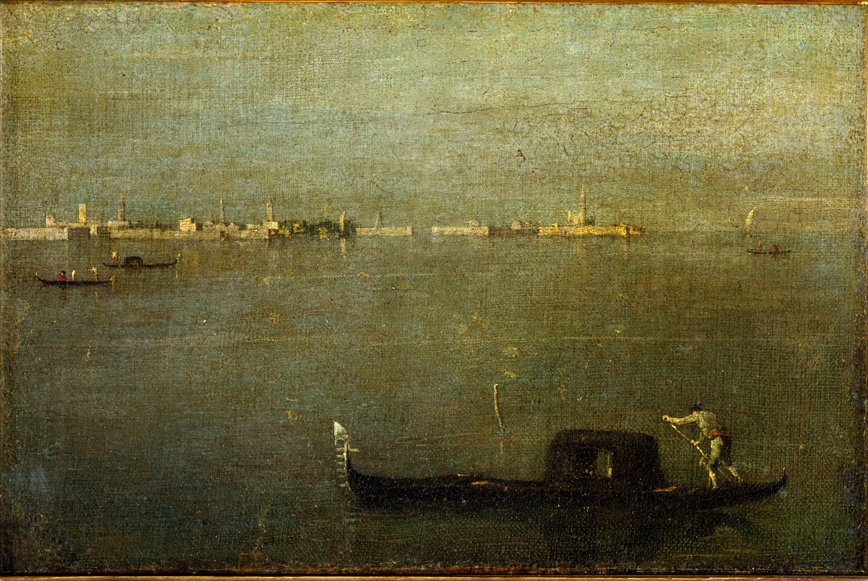 Gondola na laguně Malba Francesca Guardiho (1712-1793) cca 1780. ne. 25x38 cm Milán, Muzeum Poldi Pezzoli od Francesco Guardi