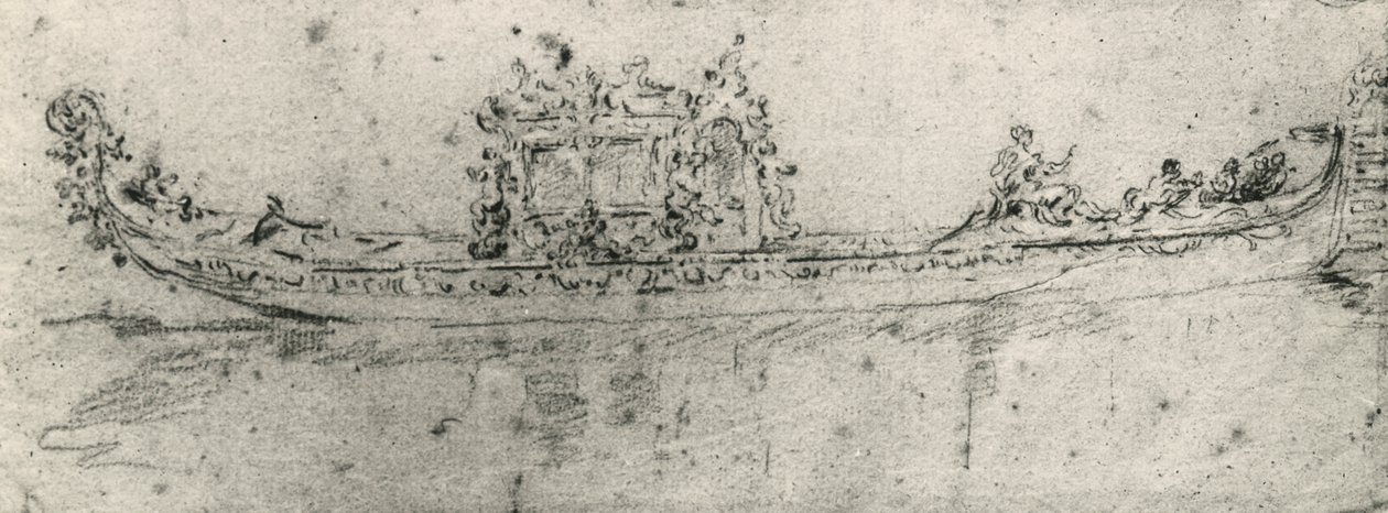 Gondola vyhrazená pro velvyslance, Francesco Guardi (1712-1793), kresba. od Francesco Guardi