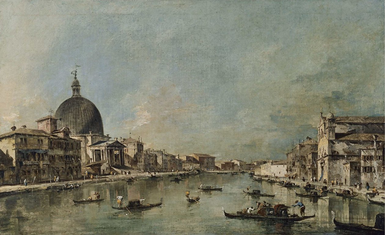 Canal Grande se San Simeone Piccolo a Santa Lucía od Francesco Guardi