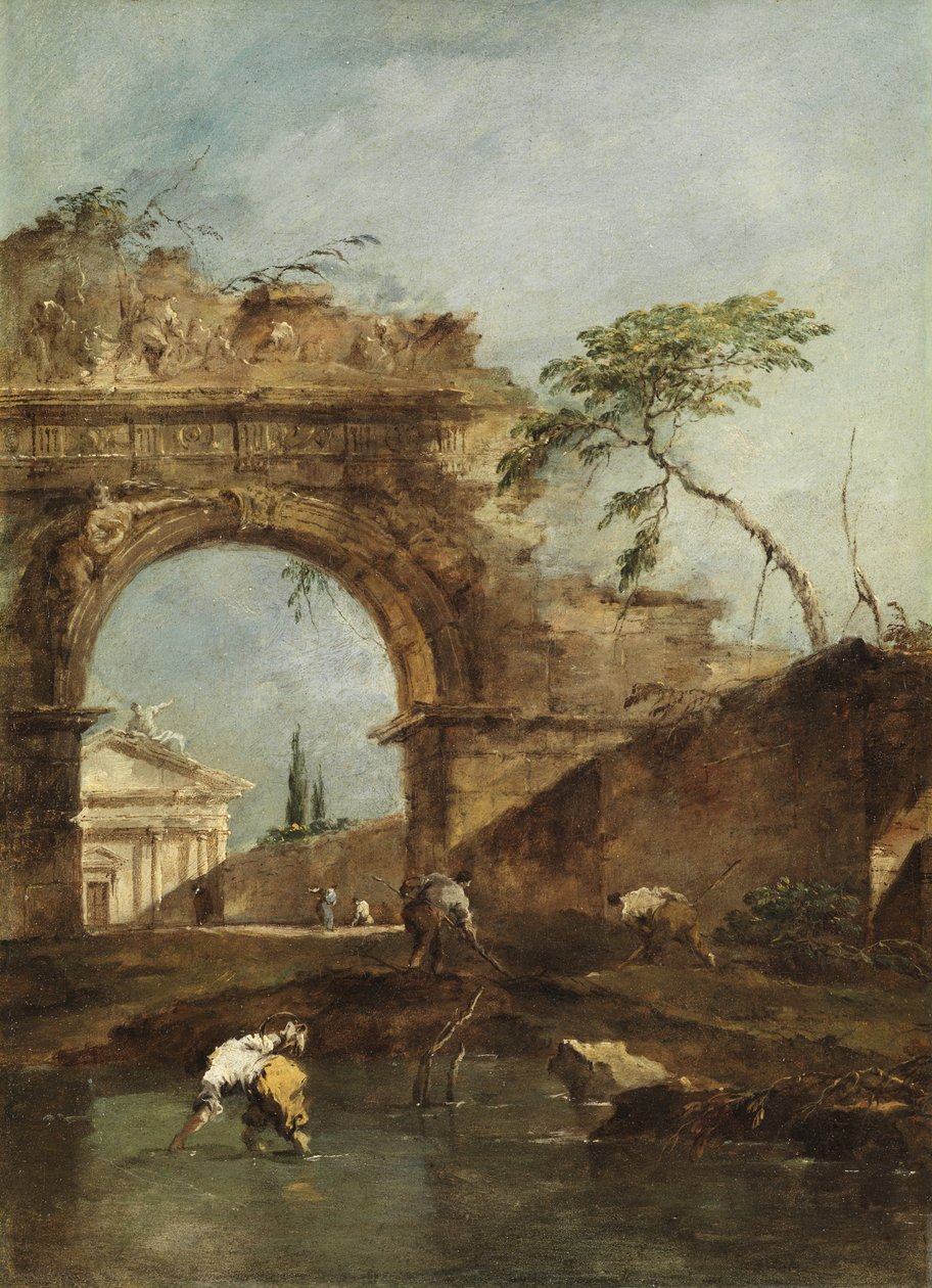 Krajina - Capriccio, kolem roku 1780 od Francesco Guardi