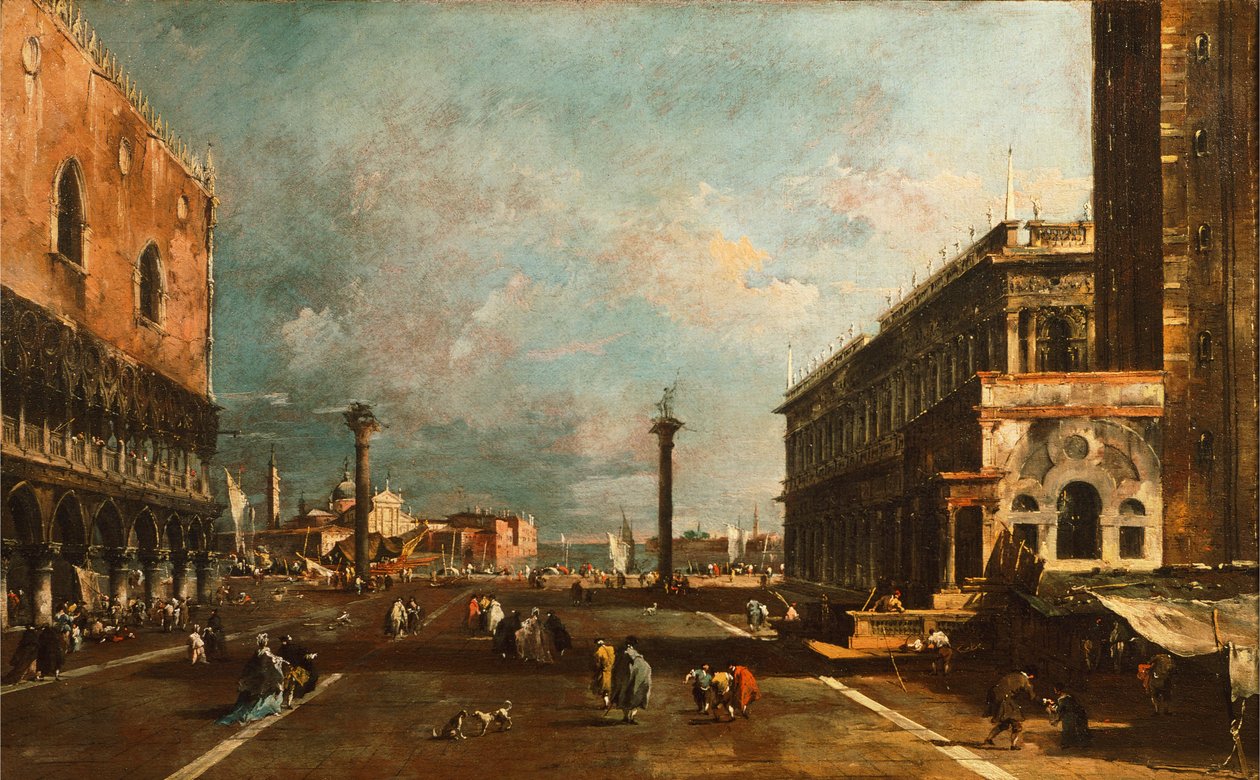Náměstí svatého Marka směrem k San Giorgio, Benátky od Francesca Guardiho (1712-1793), olej na plátně, 45x72 cm od Francesco Guardi