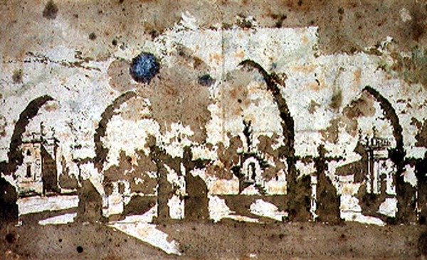 Bludiště v zahradách Villa Pisani, Vicenza (akvarel na papíře) od Francesco Guardi