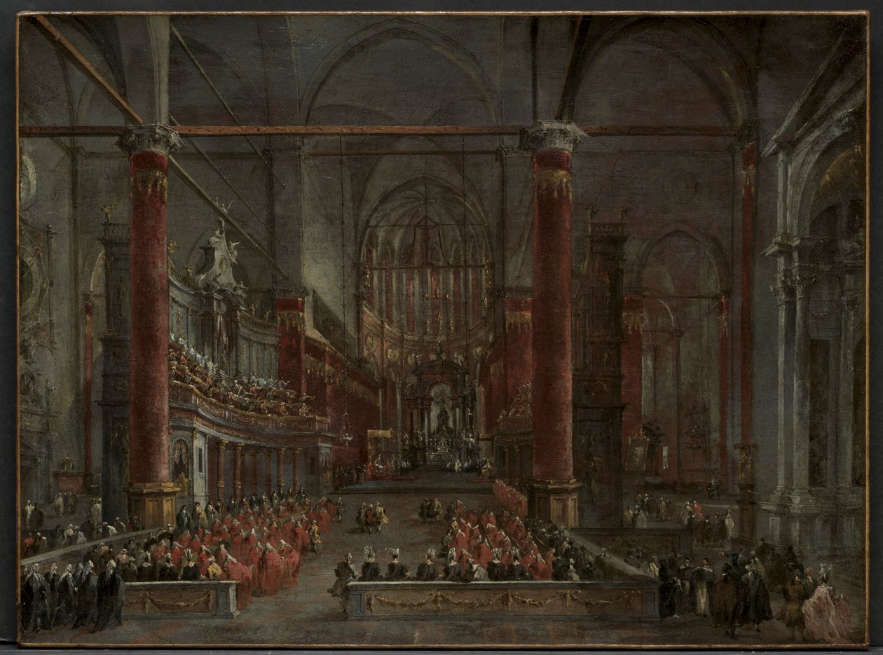 Papežský obřad v SS. Giovanni e Paolo, Benátky, 1782 od Francesco Guardi