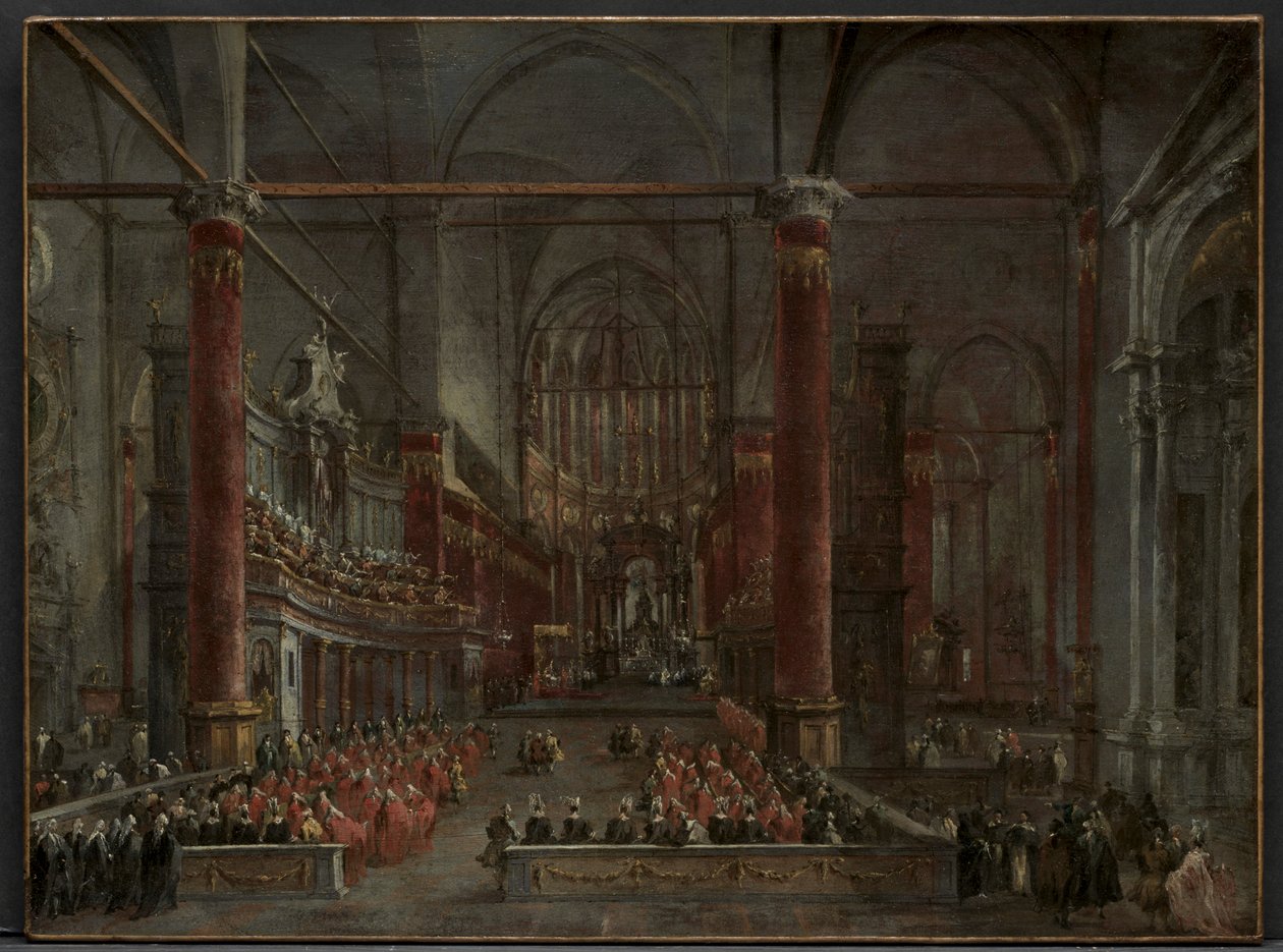 Papežský obřad v SS. Giovanni e Paolo, Benátky, 1782, c. 1783. od Francesco Guardi
