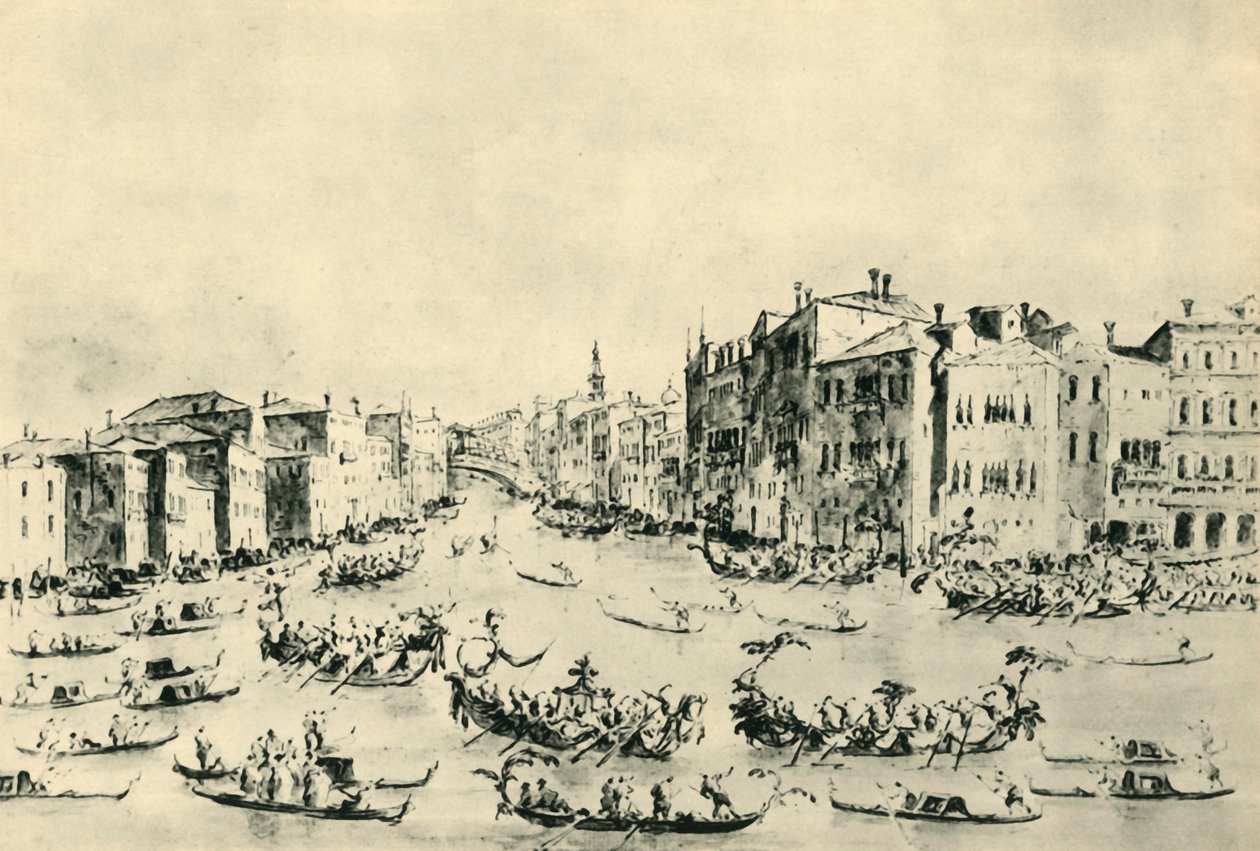 Regata na Canal Grande, Benátky, polovina konce 18. století, 1943. od Francesco Guardi
