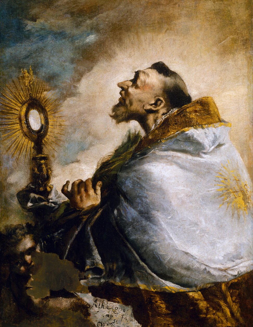 Světec v adoraci svaté Eucharistie nebo svatý Norbert v extázi od Francesco Guardi