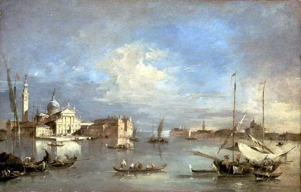 San Giorgio Maggiore z povodí San Marco od Francesco Guardi
