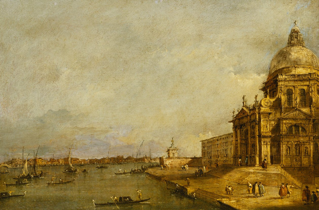 Santa Maria delle Salute a vchod do Canal Grande, Benátky, pohled na východ, od Francesco Guardi
