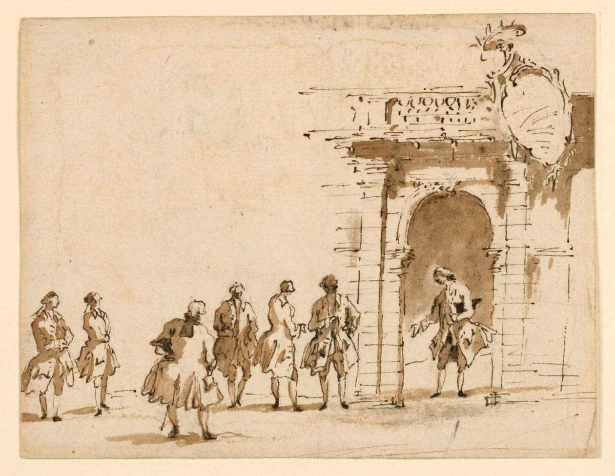 Skica pro recepci v Palazzo Surian od Francesco Guardi