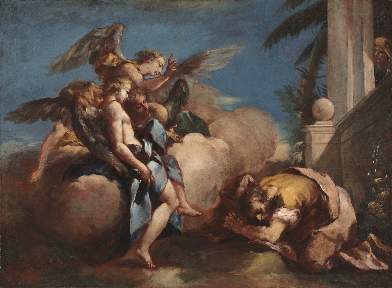 Zjevení andělů Abrahamovi od Francesco Guardi