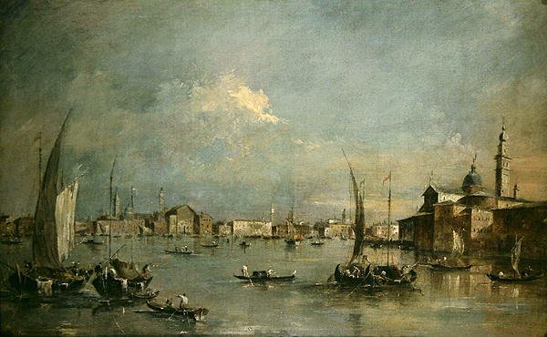 Kostel San Giorgio Maggiore a Riva degli Schiavoni (olej na plátně) od Francesco Guardi