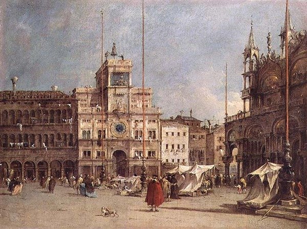 Hodinová věž, Benátky (olej na plátně) od Francesco Guardi