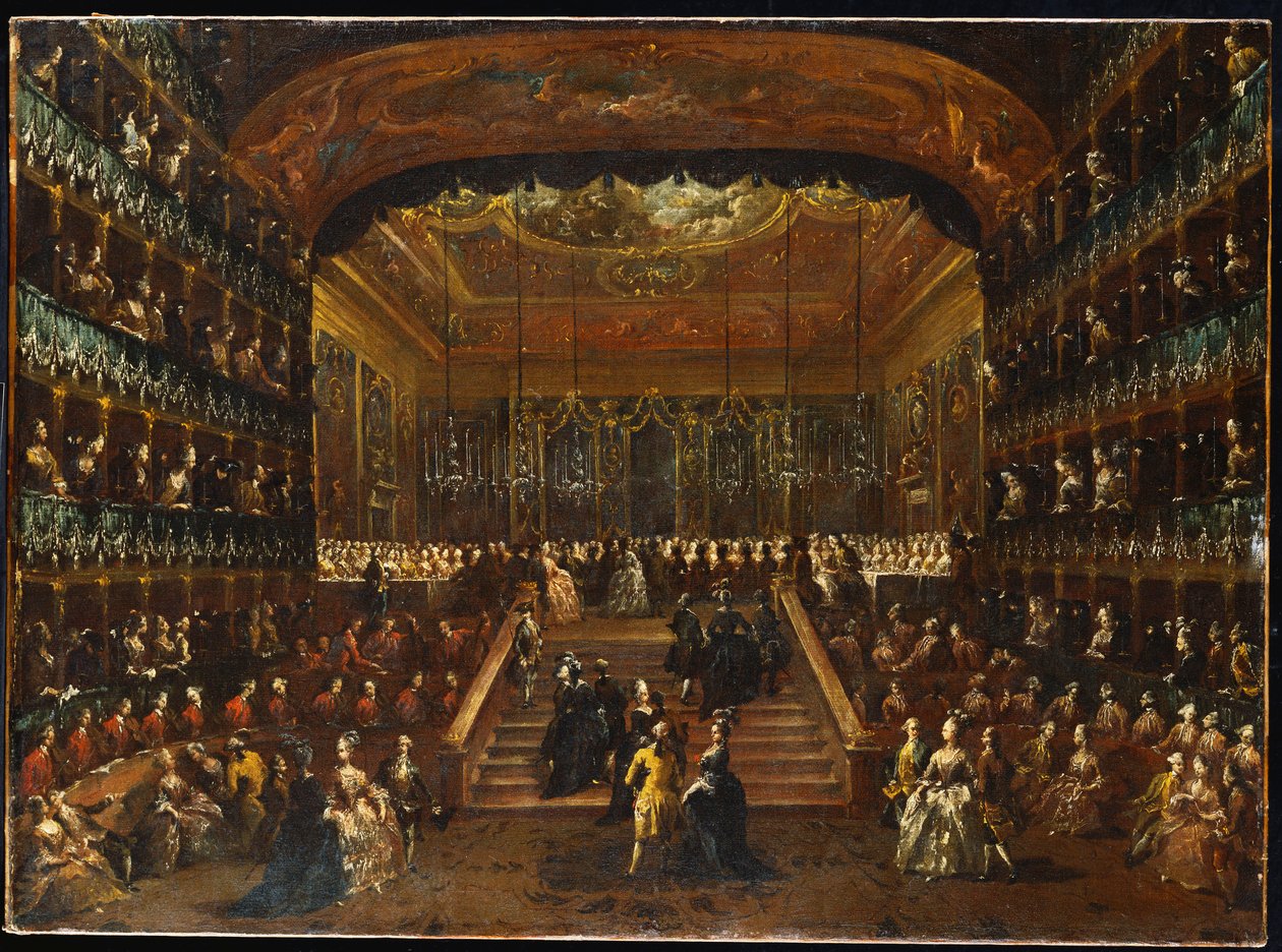 Večeře a ples v Teatro San Benedetto Venice, na počest Conti del Nord, 22. ledna 1782 od Francesco Guardi