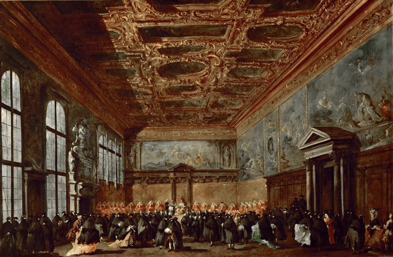 Benátský dóže při audienci v Sala del Collegio v Dóžecím paláci od Francesco Guardi