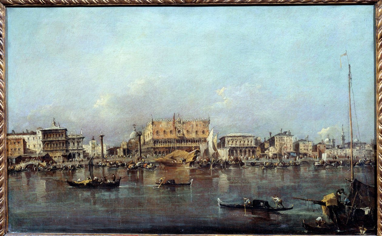 Dóžecí palác při pohledu z moře Obraz Francesca Guardiho (1712-1793) Slunce z 18. století. 0,42x0,68m. od Francesco Guardi