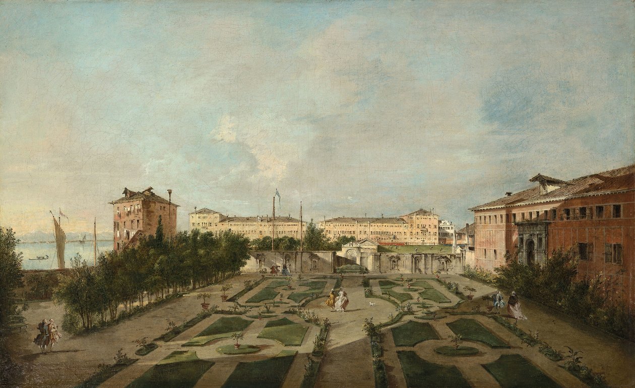 Zahrada Palazzo Contarini dal Zaffo, kolem roku 1770 (olej na plátně) od Francesco Guardi
