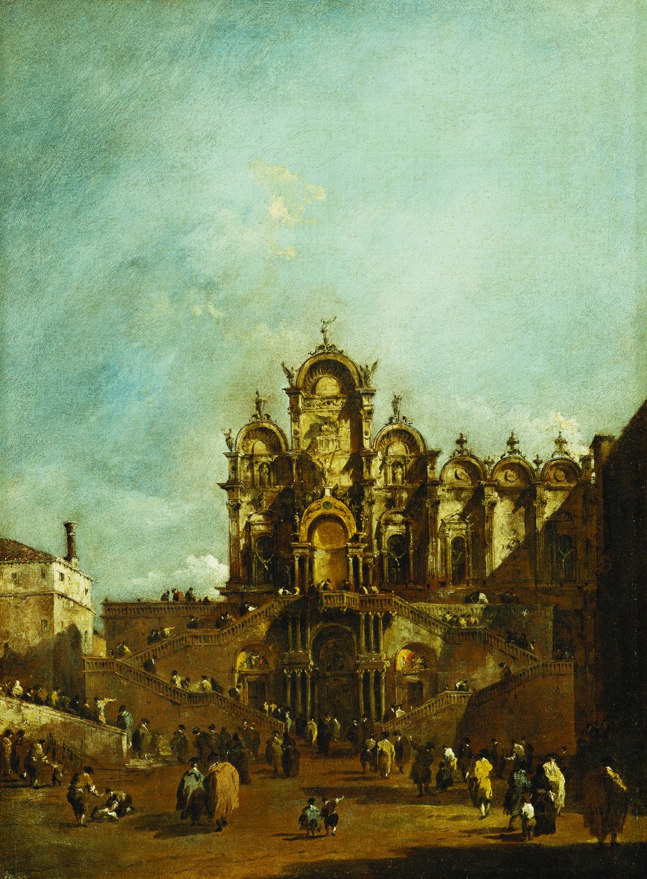 Lodžie postavená v Campo San Zanipolo, Benátky, před Scuola di San Marco na blahořečení papeže Pia VI v roce 1782, od Francesco Guardi