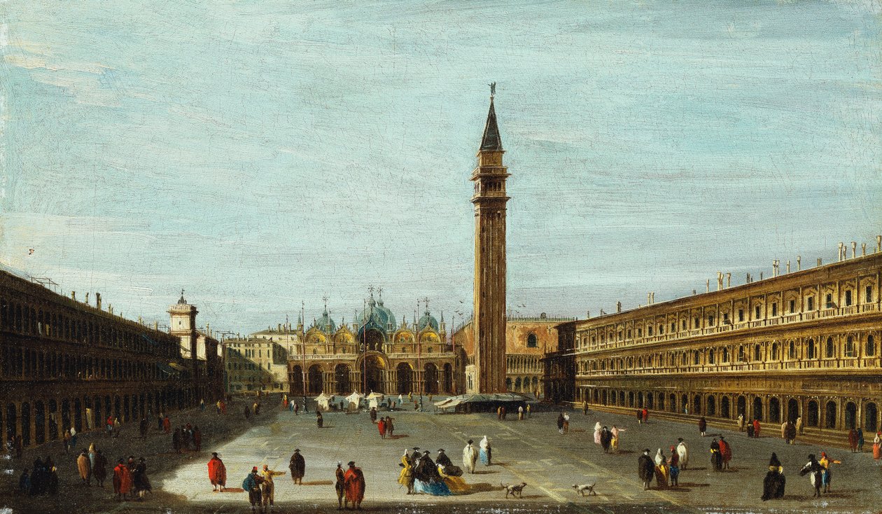 Piazza San Marco, Benátky při pohledu na východ, od Francesco Guardi