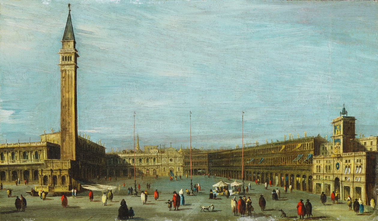 Piazza San Marco, Benátky při pohledu na západ, od Francesco Guardi