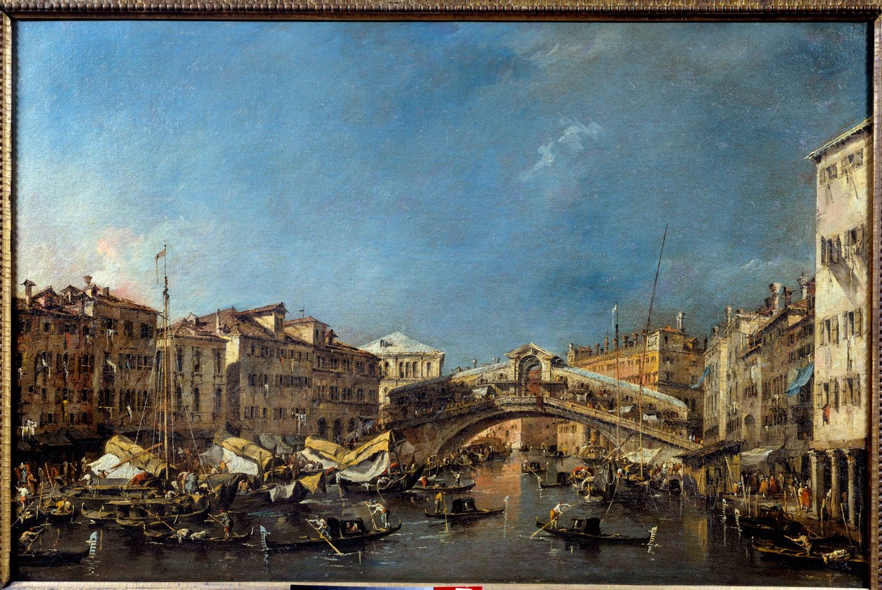 Most Rialto v Benátkách v 18. století Obraz Francesca Guardiho (1712-1793) Slunce z 18. století. 0,62x0,93 m Toulouse, Musee des Augustins od Francesco Guardi